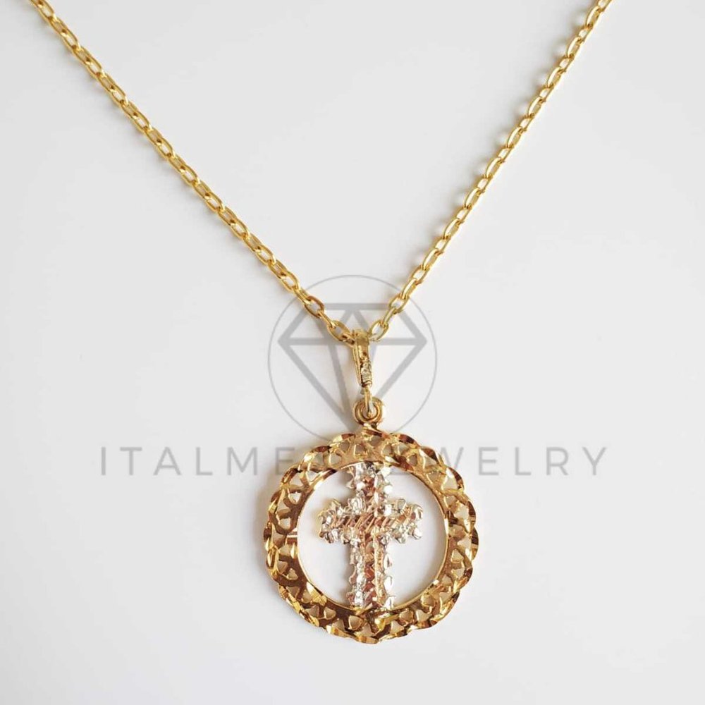 18K Gold Plated Cross Medal & 22" Gold Tone Chain